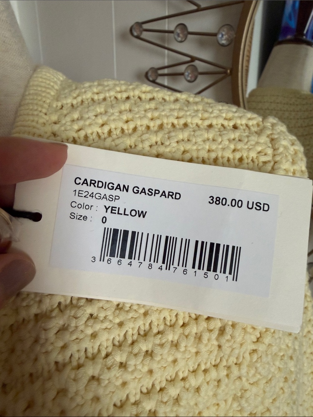 ba&sh Pale Yellow Knit Button-Front Cardigan Jacket - Picture 8 of 8